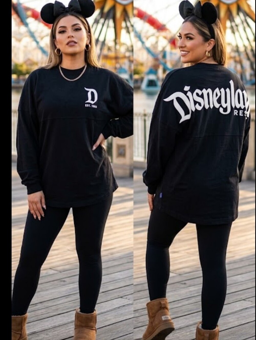 Disneyland Resort Black Spirit Jersey White Puff Ink Lettering Oversized M